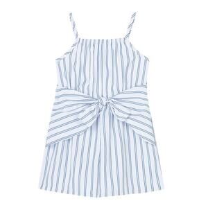 Habitual Girls Striped Bow Front Romper, Blue White, Polyester, Summer Tie Waist